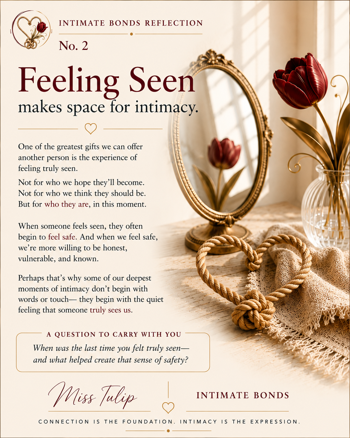 Intimate Bonds Reflection No. 2: Feeling seen makes space for intimacy.